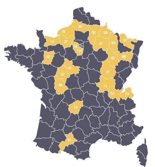 Carte France des territoires d'avant crise