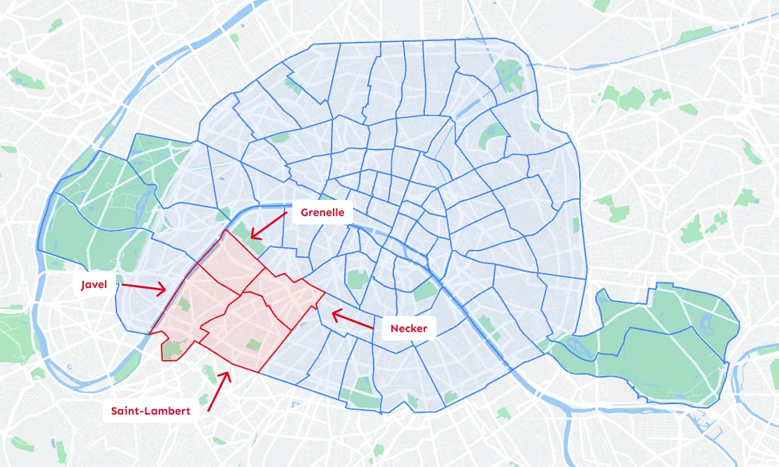 Quartiers administratifs Paris 15