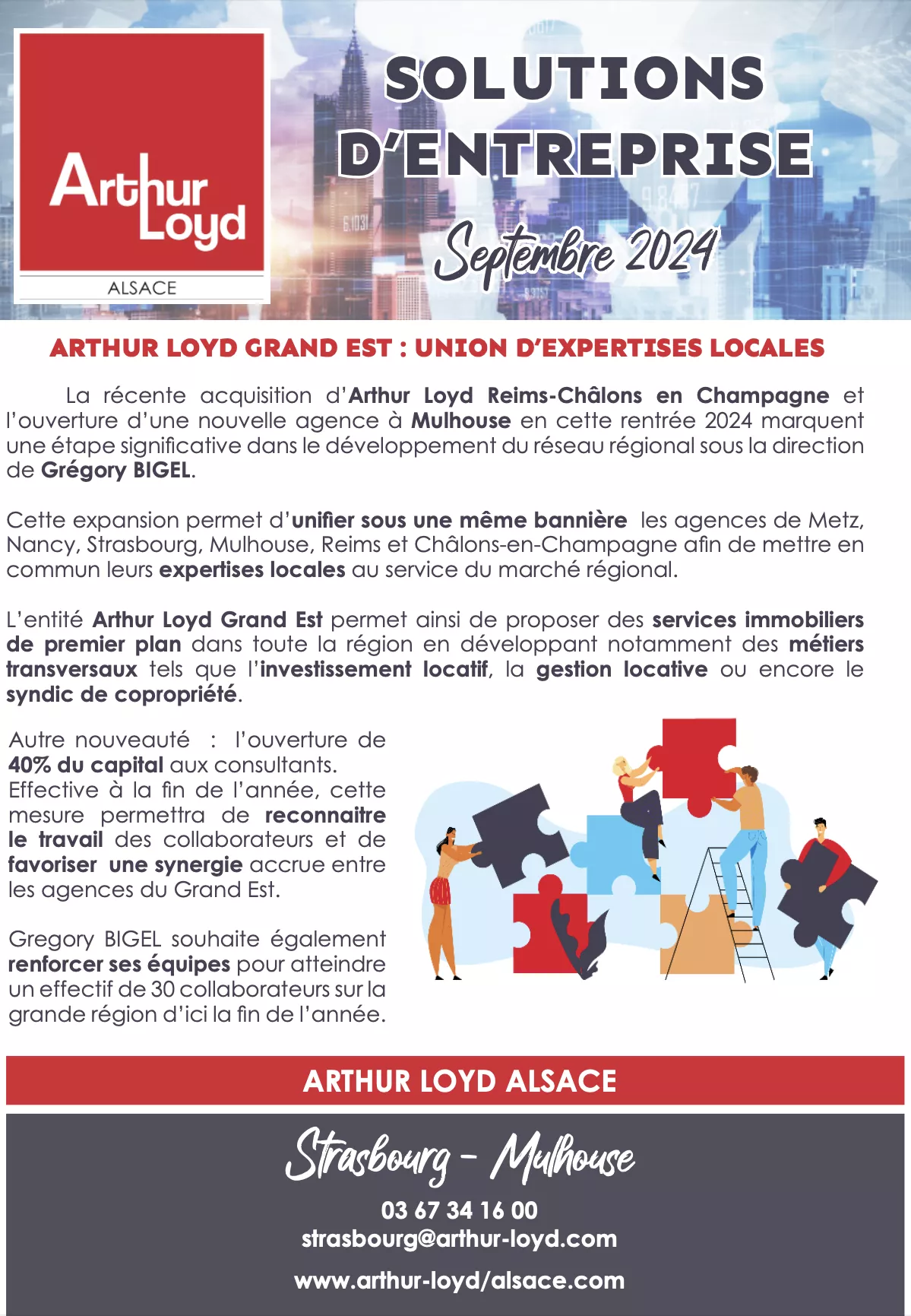 Solution d'entreprise Alsace Septembre 2024 Arthur Loyd
