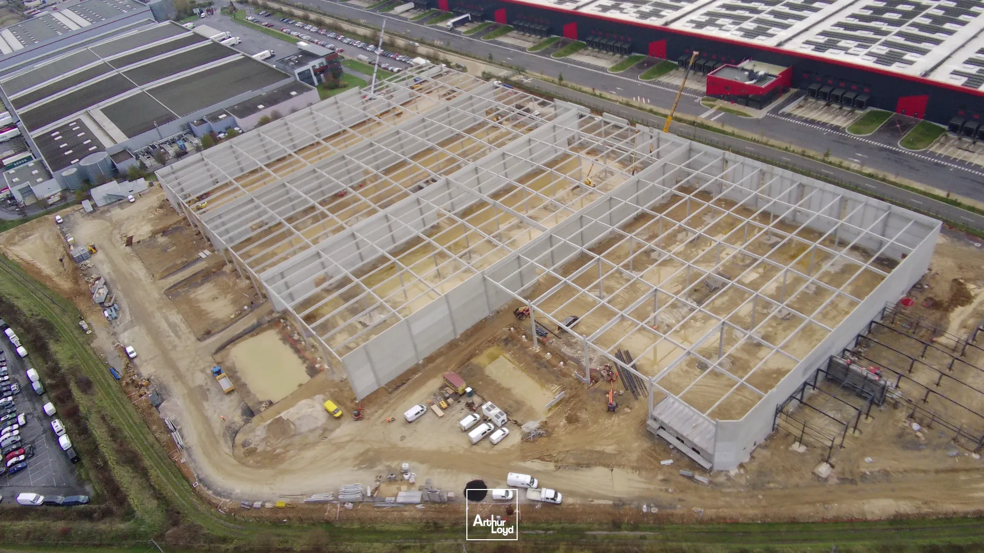 Plateforme logistique en cours de construction sur Nanteuil le Haudouin
