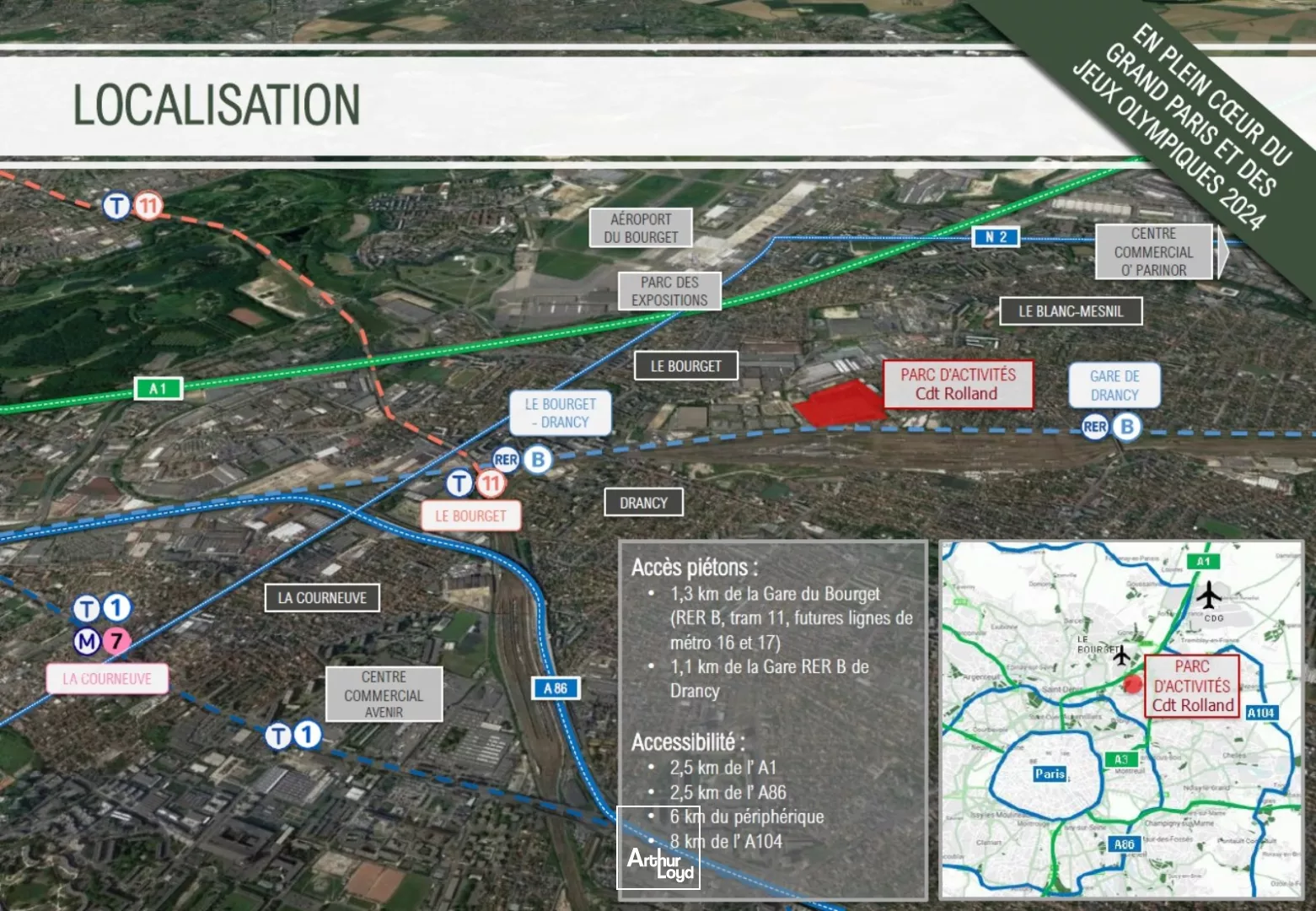 Locaux d'activité et de distribution/stockage à louer - surfaces de 1 251 à 8 319 m² - Le Bourget (93)