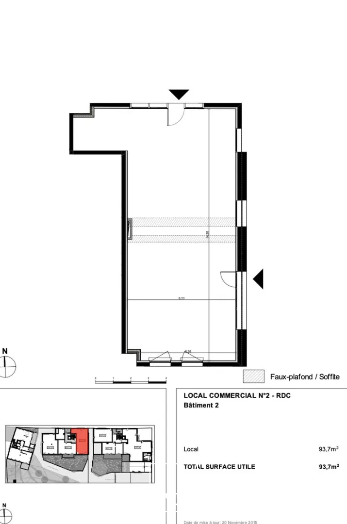 À louer, local commercial de 93 m² - Sautron