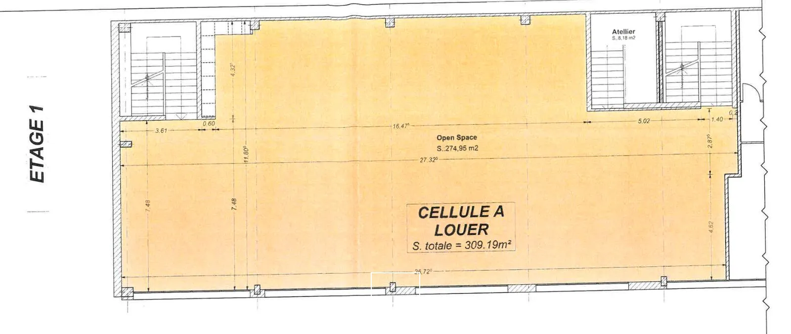 BUREAUX À LOUER - PLATEAU MODULABLE EN R+1 AVEC PARKING - ZI INQUÊTERIE