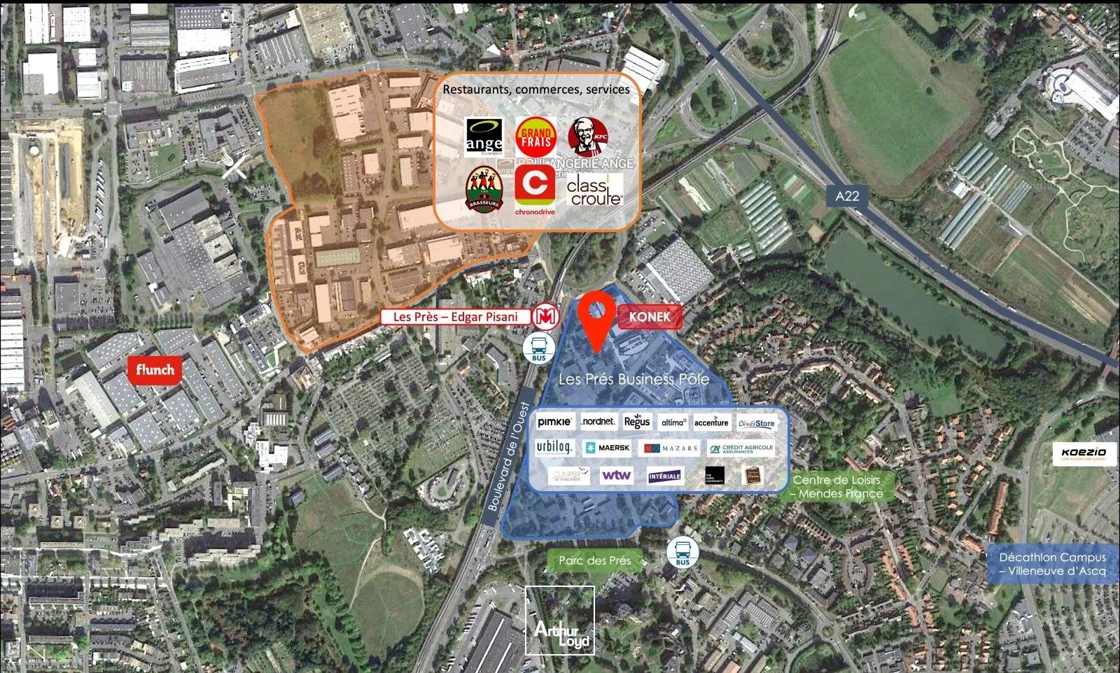 KONEK - Bureaux Neufs à Louer avec Parkings et Services au Coeur du Parc Les Prés Business Pôle à Villeneuve d'Ascq