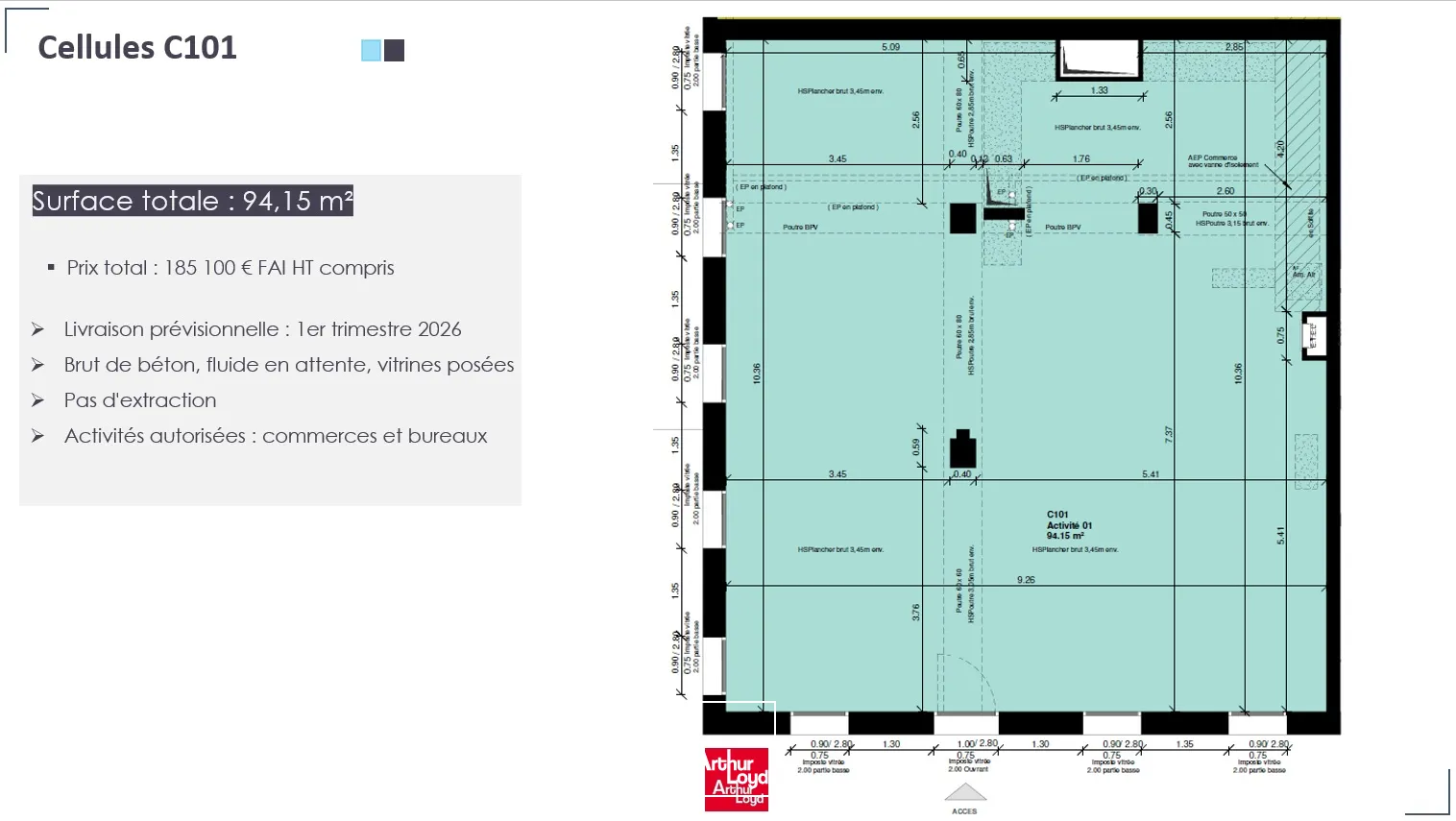 Bureaux - Vente - FLEURY SUR ORNE - 14123 - 94.15-94.15 - 7807351
