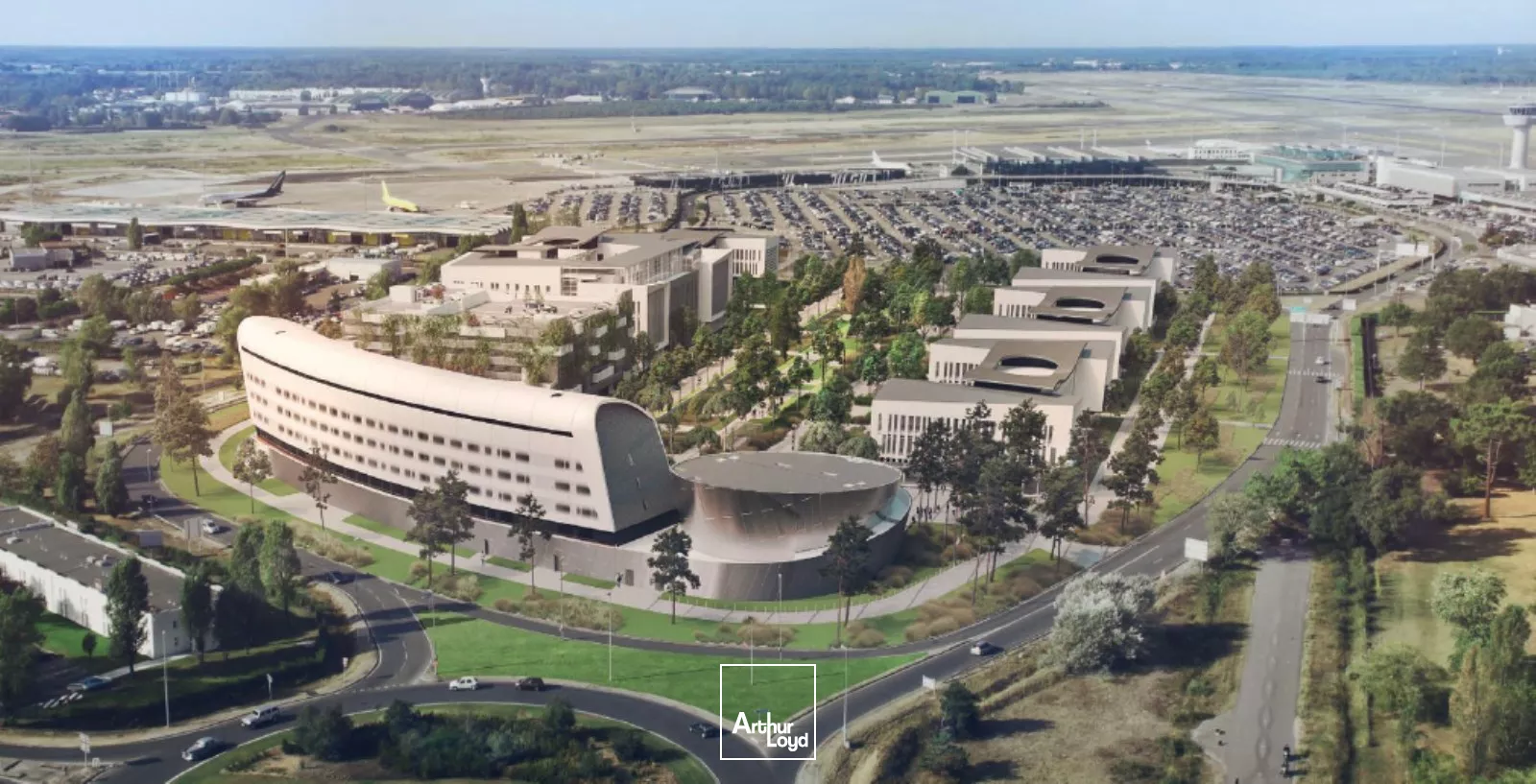 Plateaux de bureaux neufs et divisibles disponibles à la location à Mérignac au sein de l'opération du 45ème parallèle au pied de l'aéroport de Bordeaux-Mérignac