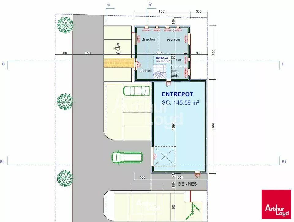 VINEUIL - LOCATION 2 LOCAUX D'ACTIVITE DE 280,82 M² et 294,10 M² - ZONE INDUSTRIELLE