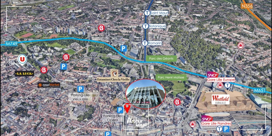 Bureaux rénovés avec terrasse à vendre dans le centre de Lille - Immeuble Caryatides 