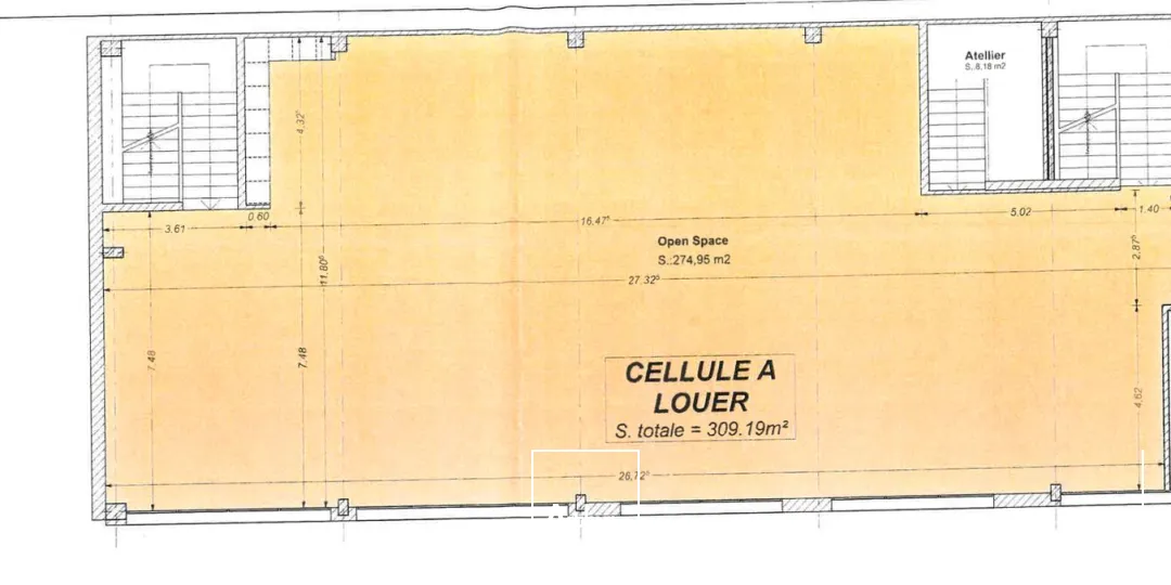 BUREAUX À LOUER - PLATEAU MODULABLE EN R+1 AVEC PARKING - ZI INQUÊTERIE