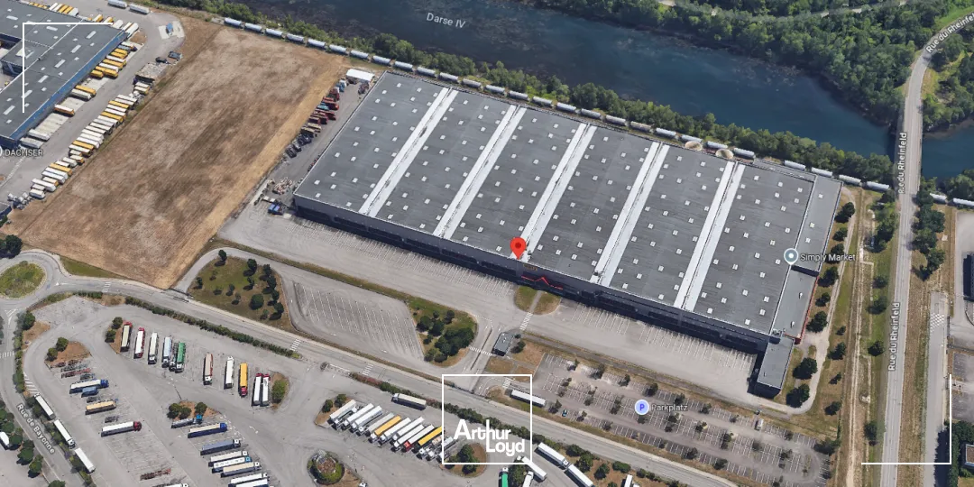 Vue aérienne de la plateforme logistique de Strasbourg, une commercialisation Arthur Loyd Logistique
