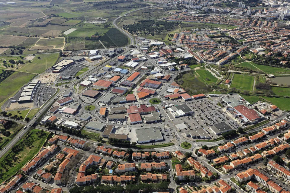 Vue aérienne du Mas Guerido à Cabestany