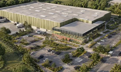 Magna Porta à Manduel Vue aérienne du projet Magna Porta à Manduel, un futur pôle économique de 60 hectares près de la gare TGV de Nîmes-Pont-du-Gard.