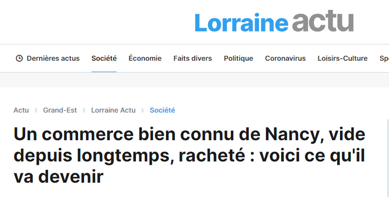 Screenshot article commerce Nancy