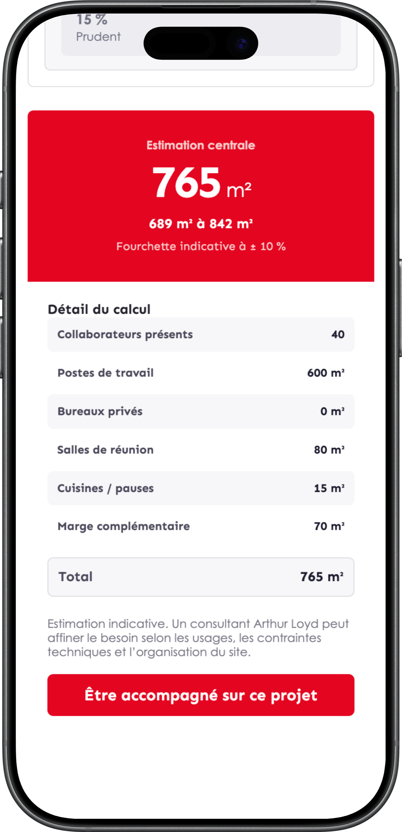 Aperçu du calculateur de surface Arthur Loyd